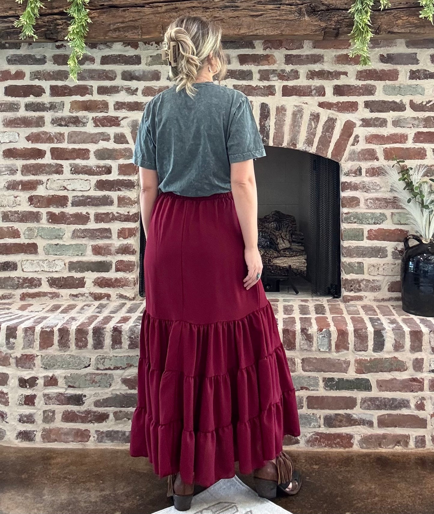 Maroon Maxi Skirt
