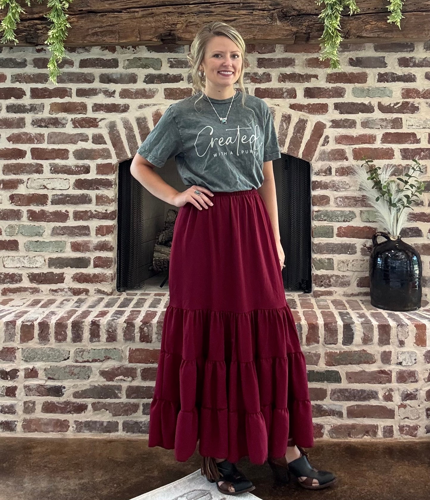 Maroon Maxi Skirt