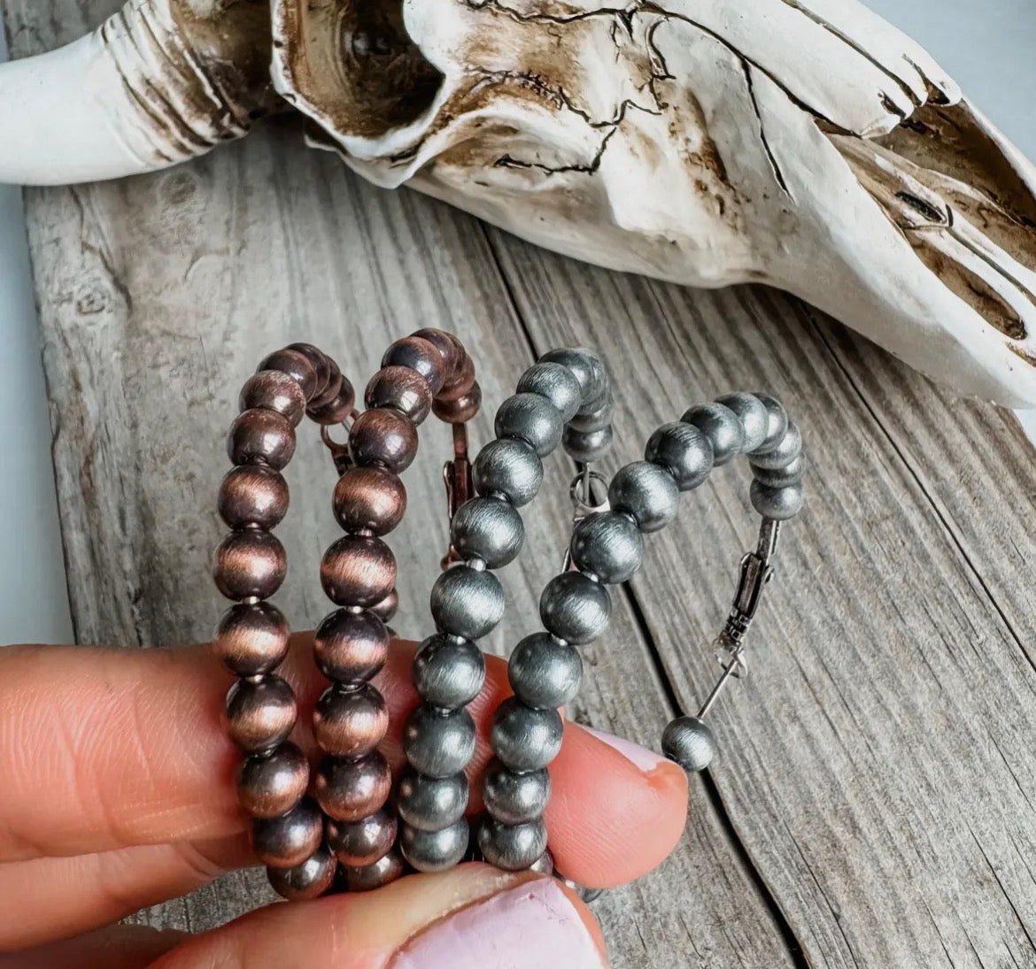 Navajo Pearl Style Hoop Earrings