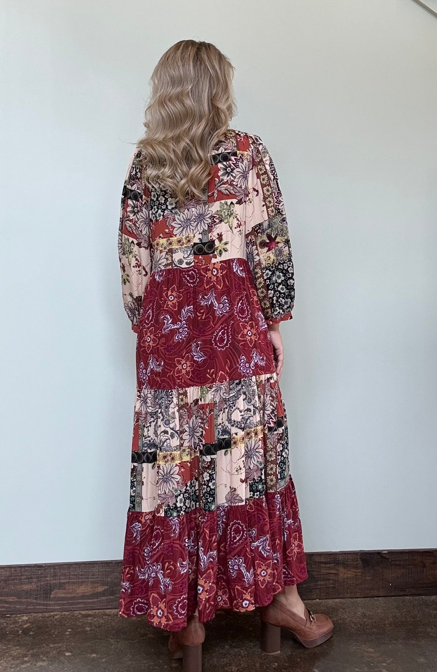 Maroon Multi Print Dress