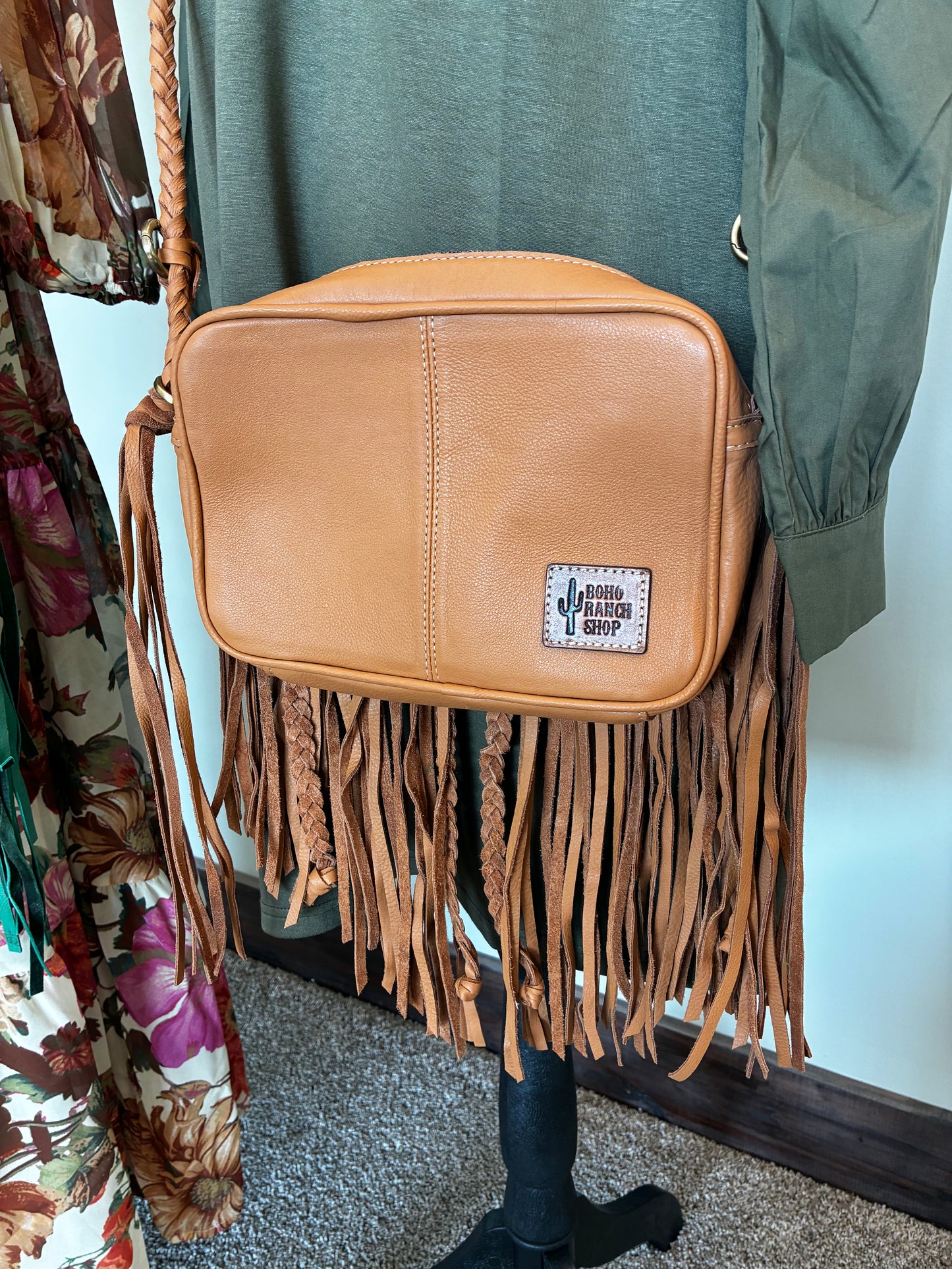 Tan cowhide crossbody