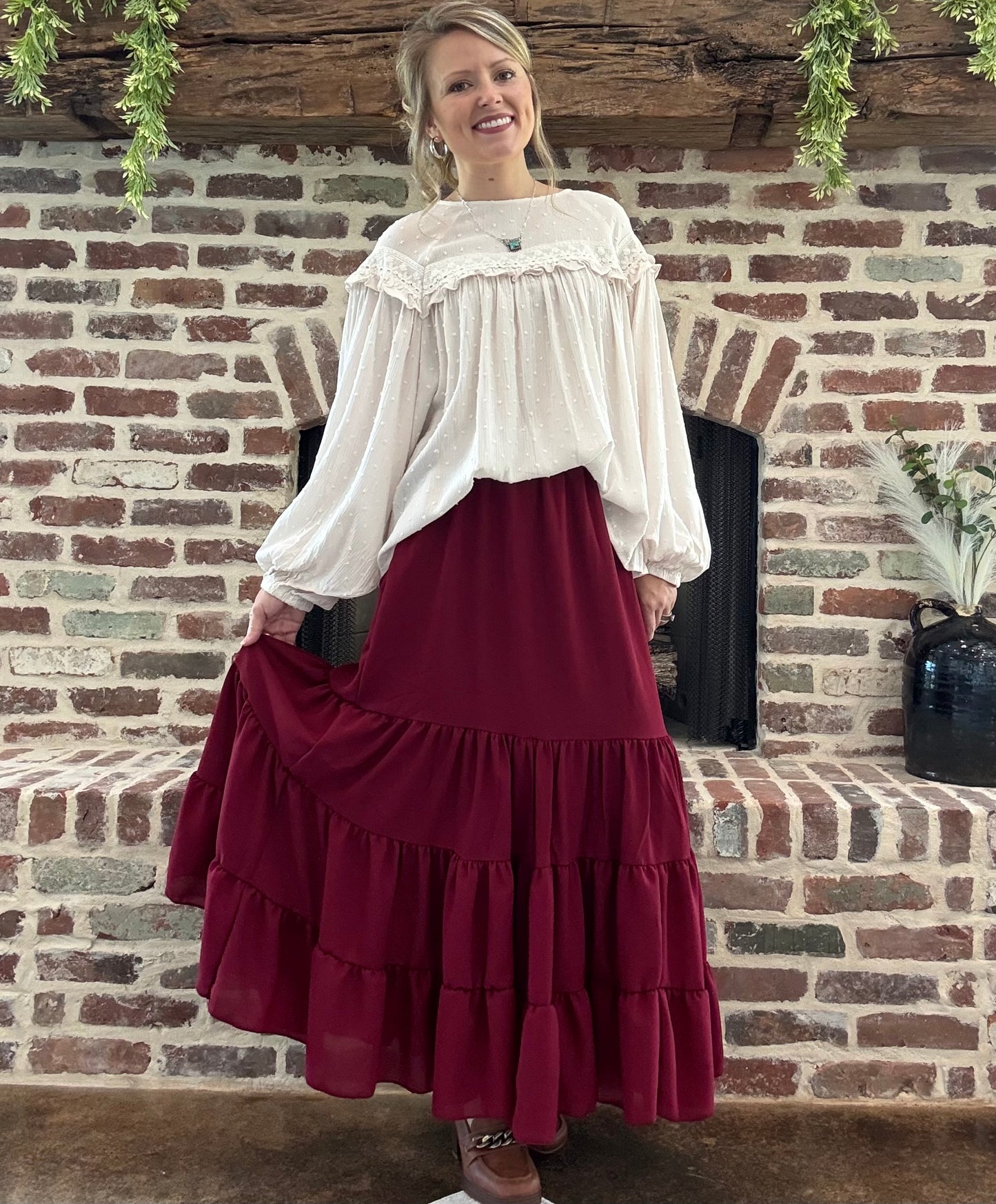 Maroon Maxi Skirt
