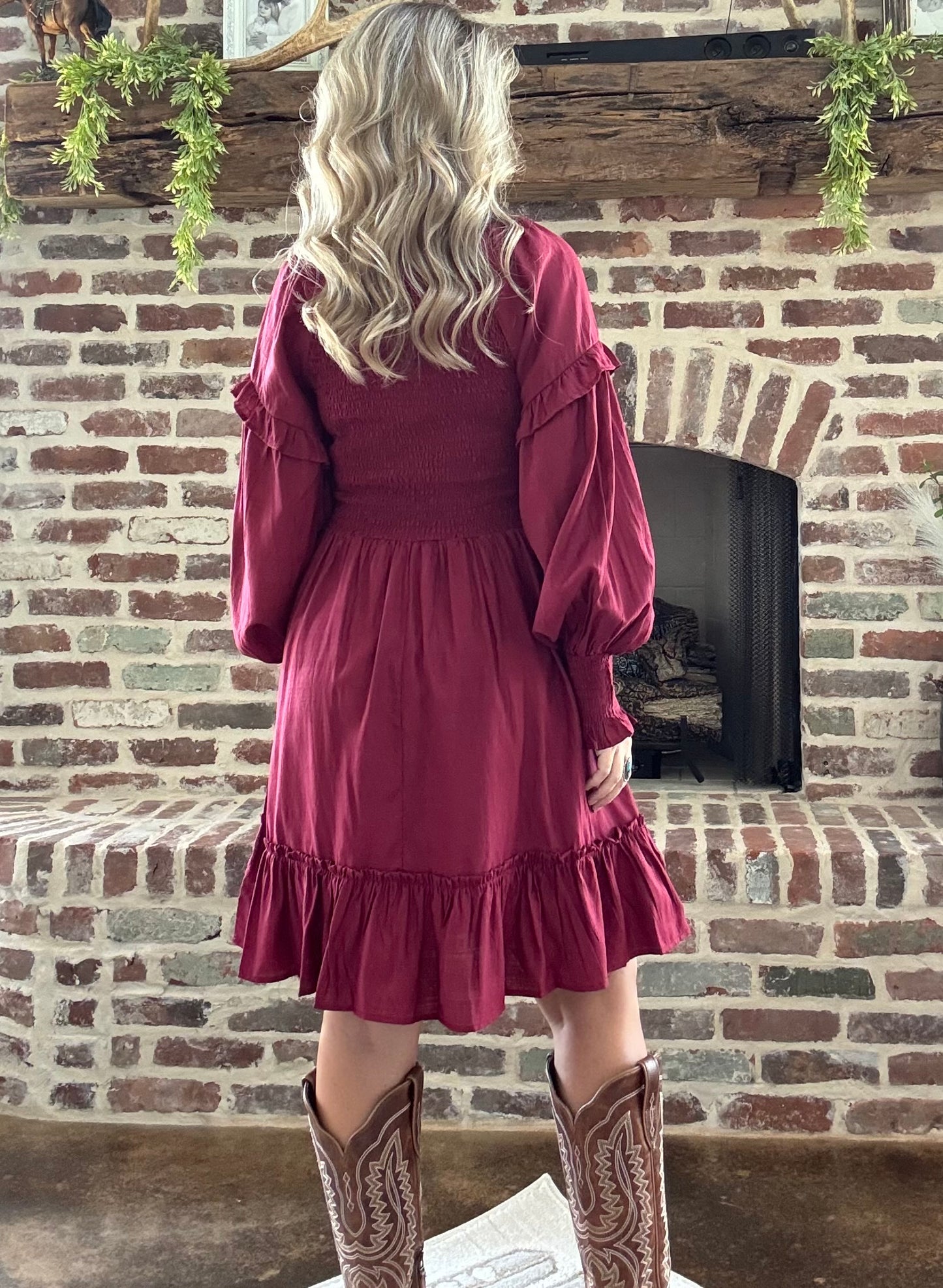 Maroon Smocked Dress