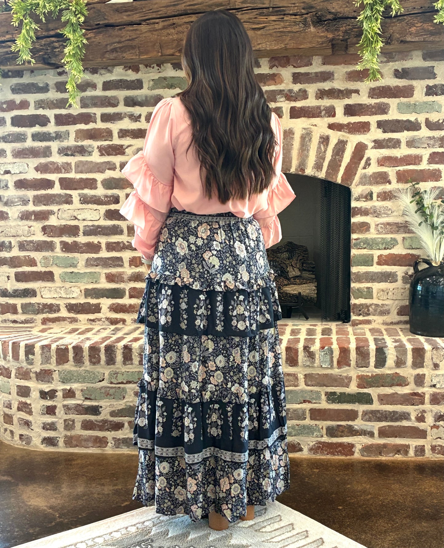 Navy Floral Skirt