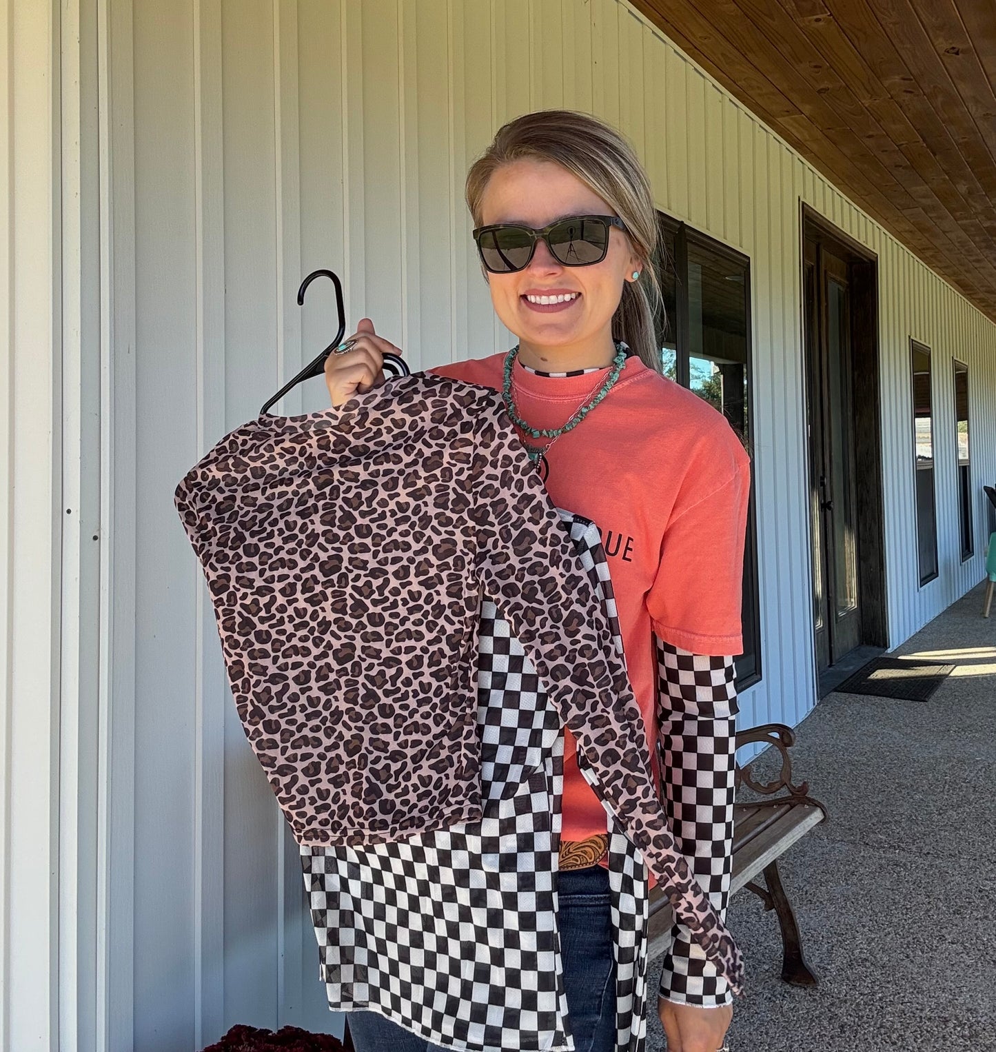 Leopard mesh top