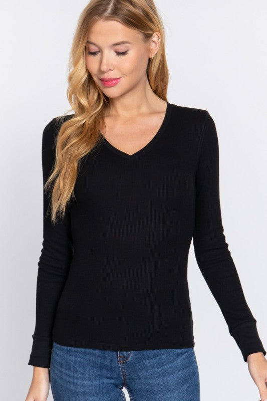 Black V-neck Thermal